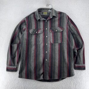 Vintage Private Property Striped Flannel Shirt Mens XL Tall Button Up USA 90s